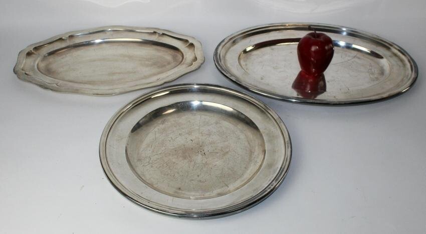 Lot of 3 French silverplate serving trays