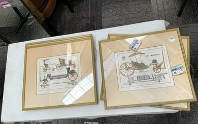 Lot of 4 prints of covered carriages
