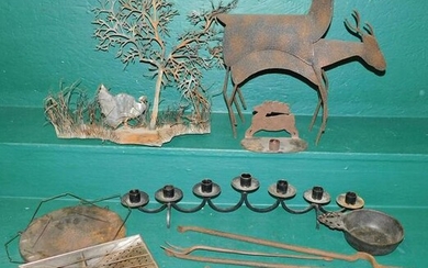 Lot of Vintage Wrought Iron & Tole Items