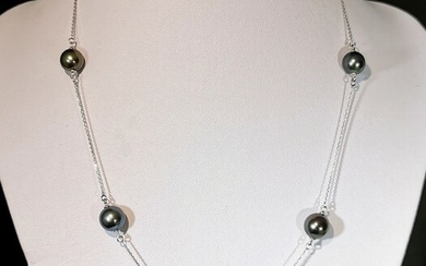 Low Reserve Price #Tahitian chanel 9 to 11 mm - 18 kt. Tahitian pearls, White gold - Necklace