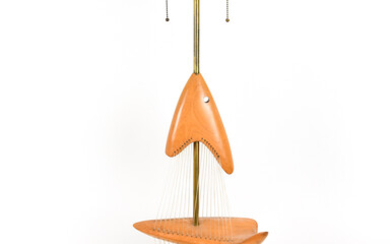 VOHRS MID-CENTURY SCULPTURAL WOOD FISH LAMP
