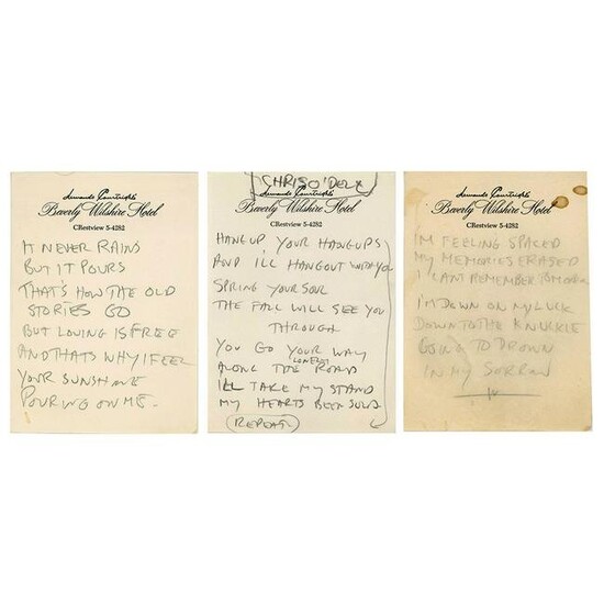 Mal Evans (3) Handwritten Song Lyrics