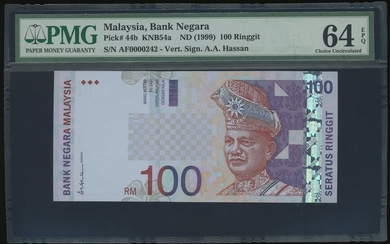 Malaysia, 100 ringgit, ND(1999), low serial number AF0000242, (Pick 44b)