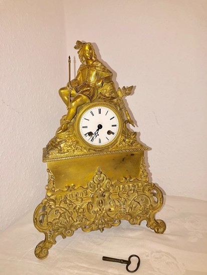 Mantel clock - Bronze (gilt/silvered/patinated/cold painted) - 19th century