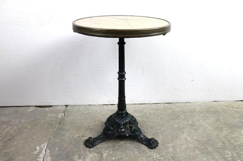 Marble Cast Iron Round Outdoor Patio Bistro Side Table