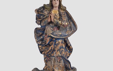 Maria Immaculata Espagne, XVIIIe siècle Polychromie originale Hauteur 38 cm