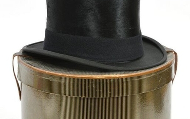 Marshall Field Vintage Black Plush Top Hat