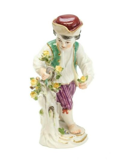 Meissen Miniature Figurine, Boy Gardener #25
