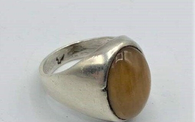 Men's Sterling Silver .925 Ring with Large Tiger's Eye
