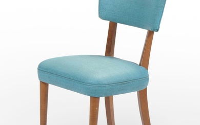 Mid Century Modern Turquoise Vinyl Upholstered Side Chair