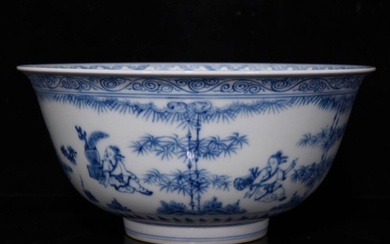Ming Chenghua blue and white bamboo forest seven sages pattern