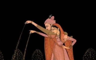 Miniatures on paper Radha and Krishna - Paper - India - Late 19th century
