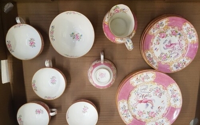 Minton Pink 'Cockatrice' Pattern Tea ware items to include 5...