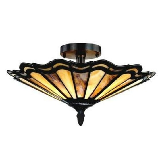 Mission Style Art Glass Ceiling Light Fixture