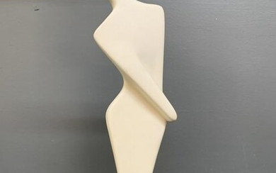 Modernist Bisque Figural Sculpture, Signed Md 63