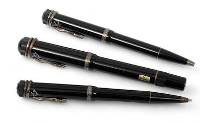 Mont Blanc (German) 'Agatha Christie' Mechanical Pencil, Ballpoint & Fountain Pen, L 5.5" 3 pcs