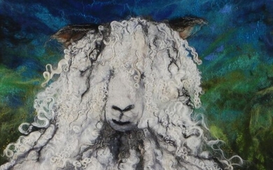 Moy Mackay (Scottish, b.1966) Lincoln Longwool, stitched signature, felted merino wool, 54cm x 54cm.