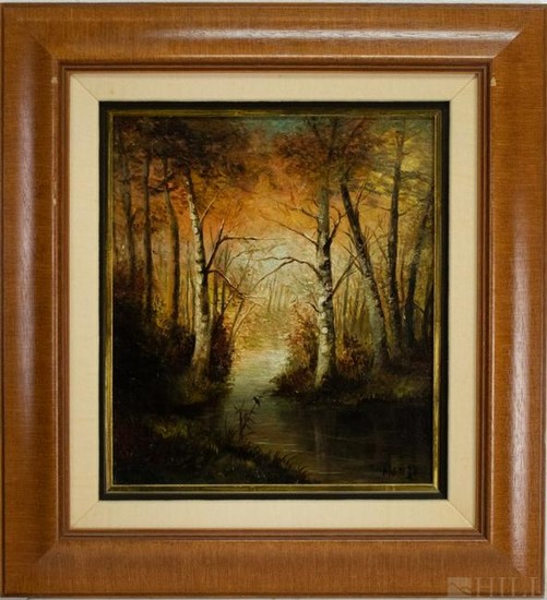 Mystery Signed Oil On Canvas Landscape Painting