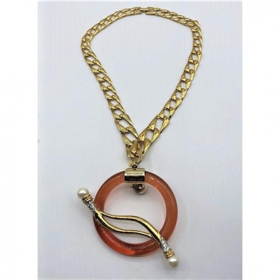 Napier Gold Tone Necklace, Avon Lg. Circle Ring Pendant
