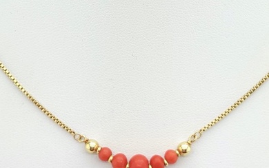 Necklace - 14 kt. Yellow gold Blood Coral