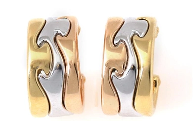 Nina Koppel A pair of “Fusion” ear pendants of 18k tri-colour gold....