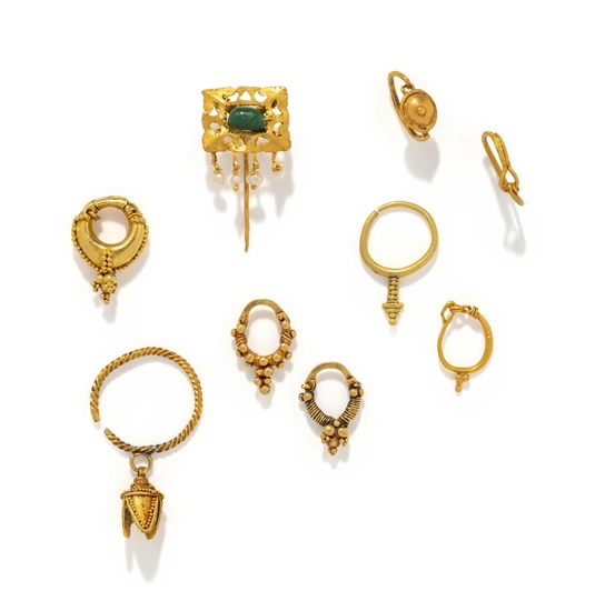 Nine Greco-Roman Gold Earrings