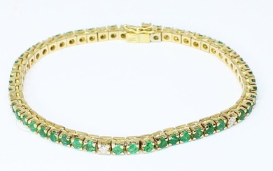 No Reserve Price - Bracelet - 18 kt. Yellow gold Emerald - Diamond