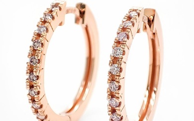 No Reserve Price - Earrings Rose gold - 0.24 tw. Pink Diamond (Natural coloured)