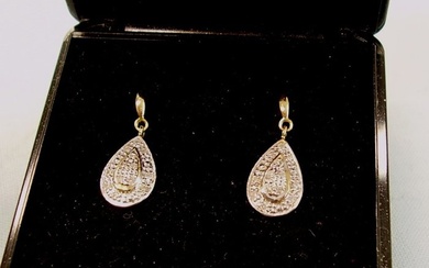 No Reserve Price - Goldschmiede-Arbeit aus der Zeit des Art-Deko mit 0.26 ct. Diamanten Drop earrings - White gold, Yellow gold Round Diamond