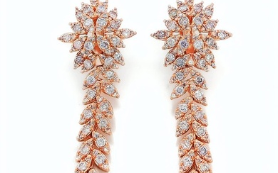No Reserve Price - IGI certified 2.02 Carat Pink Diamonds Earrings - Rose gold