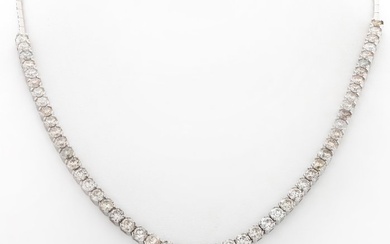 No Reserve Price - Necklace - 14 kt. White gold - 12.00 tw. Diamond (Natural)
