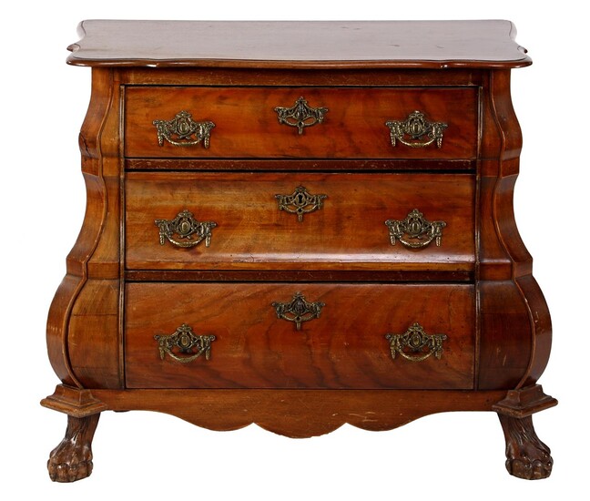 (-), Walnut veneer 3-drawer double-curved cabinet, 64 cm...
