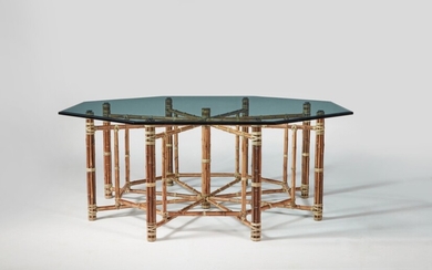 Octagonal Dining Table and Set of Six Armchairs, McGuire Furniture Company