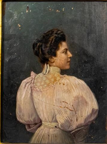 Oil on Board Portrait of a Lady Edwardian