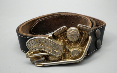 Original Leather Belt and Belt Buckle made by Harley Davidson