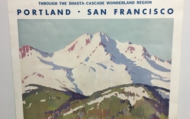 Original vintage travel poster Southern Pacific Railroad Shasta Route M Logan