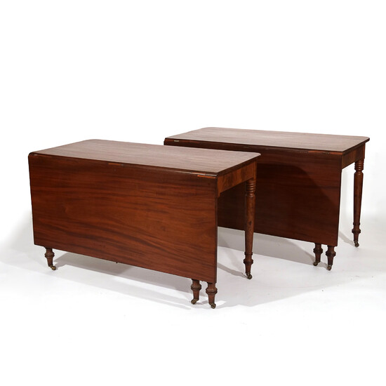 PAIR AMERICAN CHERRY DROP SIDE TABLES