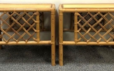 PAIR OF BAMBOO COFFEE TABLES, MODERN, H 21", L 17"