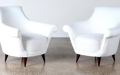PAIR UPHOLSTERED ITALIAN LOUNGE CHAIRS C.1950