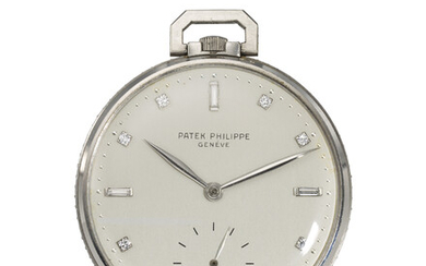 PATEK PHILIPPE, REF. 600/3, A VERY FINE AND RARE PLATINUM AND DIAMOND-SET POCKET WATCH WITH SUBSIDIARY SECONDS