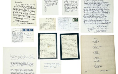 [PICHOIS & DIVERS XXe siècle]. Ensemble d'environ 14 documents : -MARTINEAU, Henri. 2 poèmes autographes...