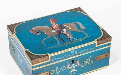 Painted and Brass-bound "Royal Lancers" Cigar Box.