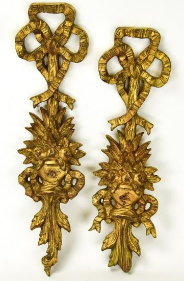 Pair French Neoclassical Style Gilt Wall Plaques