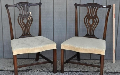Pair Georgian Carved Mahogany Side Chairs