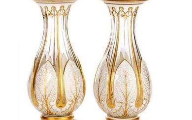Pair Of 19th C. Bohemian Clear Cut Glass Vase
