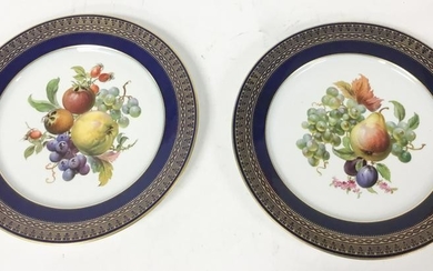 Pair Signed Meissen Hand Painted Dinner Plates