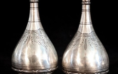 Pair Tiffany & Co. Moorish Design Bud Vases, C1870