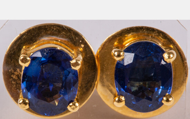 Pair of 18kt Yellow Gold and Sapphire Earrings