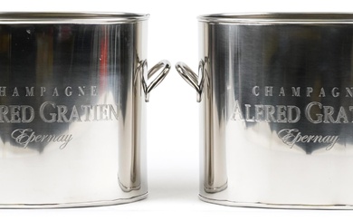 Pair of Alfred Gratien design silver plated ice buckets with...