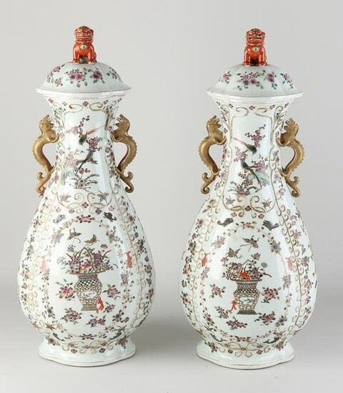 Pair of Chinese lidded vases, H 52 cm.